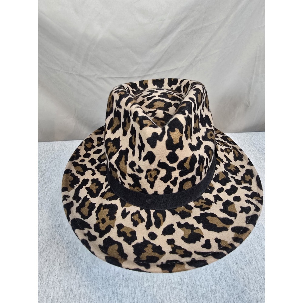 Crazy Train leopard print wool fedora hat Womens 57cm
